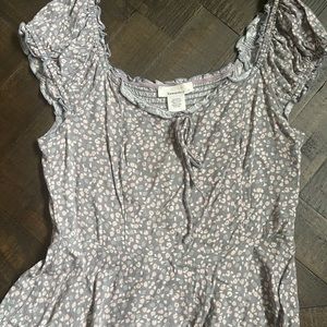 Urban Romantics 100% Rayon Short Sleeve Blouse with tie gathered waist Size L